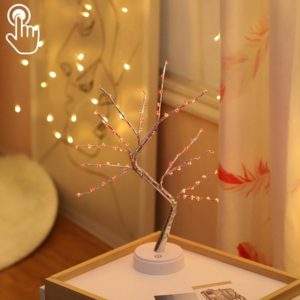 LED Love Heart Tree Copper Wire Table Lamp Creative Decoration Touch Control Night Light (Red Light) (OEM)