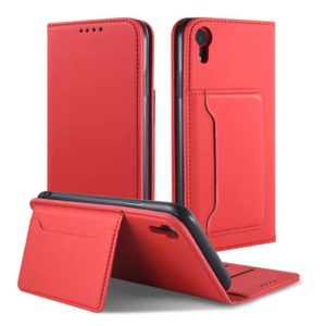 For iPhone XR Strong Magnetism Shockproof Horizontal Flip Liquid Feel Leather Case with Holder & Card Slots & Wallet(Red) (OEM)
