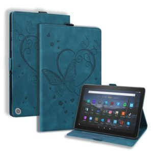 For Amazon Fire HD 8 (2020) Love Butterfly Pattern Horizontal Flip Leather Case with Holder & Sleep / Wake-up Function(Blue) (OEM)