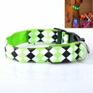 Plaid Pattern Rechargeable LED Glow Light Leads Pet Dog Collar for Small Medium Dogs, Size:S(Green) (OEM)