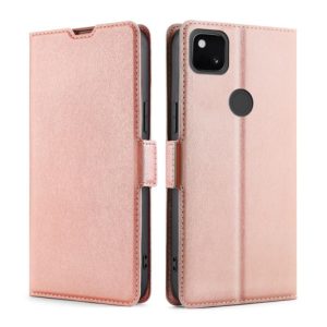 For Google Pixel 4a Ultra-thin Voltage Side Buckle PU + TPU Horizontal Flip Leather Case with Holder & Card Slot(Rose Gold) (OEM)