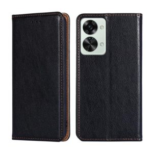 For OnePlus Nord 2T Gloss Oil Solid Color Magnetic Leather Phone Case(Black) (OEM)