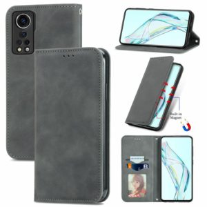 For ZTE Axon 30 5G Retro Skin Feel Business Magnetic Horizontal Flip Leather Case with Holder & Card Slots & Wallet & Photo Frame(Gray) (OEM)