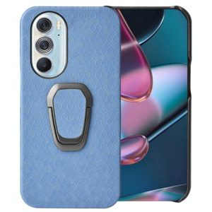 Ring Holder Honeycomb PU Phone Case For Motorola Edge X30(Baby Blue) (OEM)