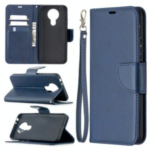 For Nokia 3.4 Retro Lambskin Texture Pure Color Horizontal Flip PU Leather Case with Holder & Card Slots & Wallet & Lanyard(Blue) (OEM)
