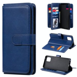 For Samsung Galaxy A81 / Note 10 Lite Multifunctional Magnetic Copper Buckle Horizontal Flip Solid Color Leather Case with 10 Card Slots & Wallet & Holder & Photo Frame(Dark Blue) (OEM)
