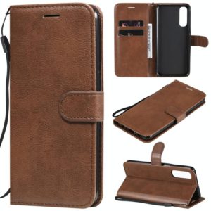 For Oppo Reno3 Pro 4G Solid Color Horizontal Flip Protective Leather Case with Holder & Card Slots & Wallet & Photo Frame & Lanyard(Brown) (OEM)