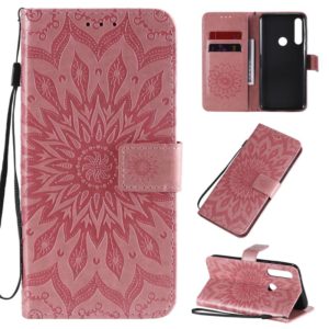 For Motorola Moto G Power Embossed Sunflower Pattern Horizontal Flip PU Leather Case with Holder & Card Slots & Wallet & Lanyard(Pink) (OEM)
