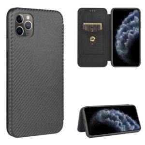 For iPhone 12 Pro Max Carbon Fiber Texture Horizontal Flip TPU + PC + PU Leather Case with Card Slot(Black) (OEM)