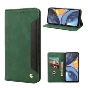 For Motorola Moto G22 Skin Feel Splicing Leather Phone Case(Green) (OEM)