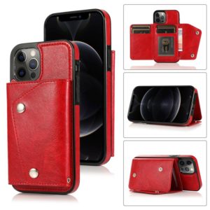 For iPhone 12 / 12 Pro Shockproof PU + TPU Leather Case with Card Slots & Holder & Photo Frame & Wallet & Lanyard(Red) (OEM)