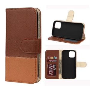 For iPhone 12 Pro Max Splicing Color Horizontal Flip Leather Case with Holder & Photo Frame & Card Slots & Wallet(Brown) (OEM)