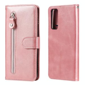 For Huawei Y7a Fashion Calf Texture Zipper Horizontal Flip Leather Case with Stand & Card Slots & Wallet Function(Rose Gold) (OEM)