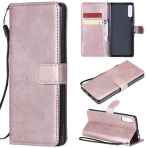 For Sony Xperia L4 Solid Color Horizontal Flip Protective Leather Case with Holder & Card Slots & Wallet & Photo Frame & Lanyard(Rose Gold) (OEM)