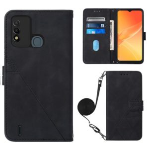 For Itel P37/Vision 2S/P651L Crossbody 3D Embossed Flip Leather Phone Case(Black) (OEM)