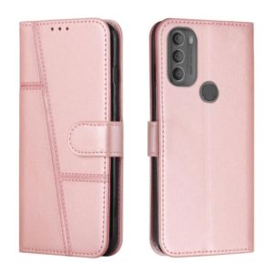 For Motorola Moto G71 5G Stitching Calf Texture Buckle Leather Phone Case(Pink) (OEM)