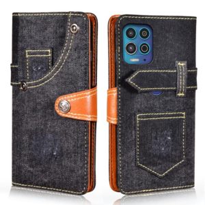 For Motorola Moto G100 Denim Horizontal Flip Leather Case with Holder & Card Slot & Wallet(Black) (OEM)