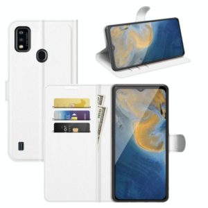 For ZTE Blade A51 Litchi Texture Horizontal Flip Protective Case with Holder & Card Slots & Wallet(White) (OEM)