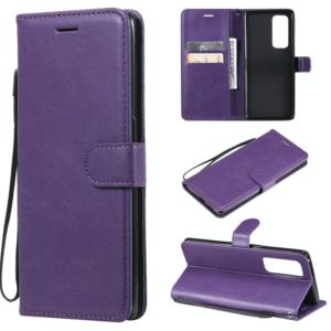 For OPPO Reno5 Pro+ 5G / Find X3 Neo Solid Color Horizontal Flip Protective Leather Case with Holder & Card Slots & Wallet & Photo Frame & Lanyard(Purple) (OEM)