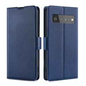 For Google Pixel 6 Pro Ultra-thin Voltage Side Buckle PU + TPU Horizontal Flip Leather Case with Holder & Card Slot(Blue) (OEM)