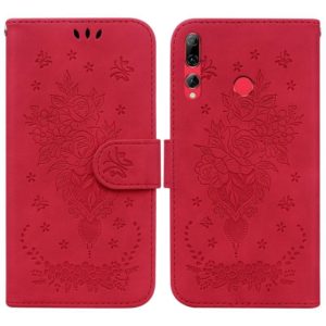 For Huawei P Smart+ 2019 / Enjoy 9s Butterfly Rose Embossed Leather Phone Case(Red) (OEM)