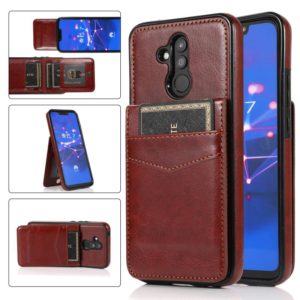 For Huawei Mate 20 Lite Solid Color PC + TPU Protective Case with Holder & Card Slots(Brown) (OEM)