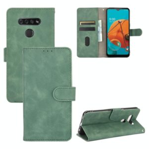 For LG K51 / Q51 Solid Color Skin Feel Magnetic Buckle Horizontal Flip Calf Texture PU Leather Case with Holder & Card Slots & Wallet(Green) (OEM)