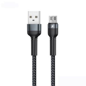 REMAX RC-124m 1m 2.4A USB to Micro USB Aluminum Alloy Braid Fast Charging Data Cable(Black) (REMAX) (OEM)