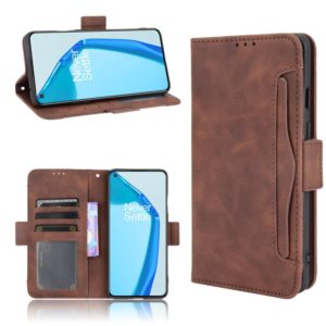 For Oneplus 9R Skin Feel Calf Pattern Horizontal Flip Leather Case with Holder & Card Slots & Photo Frame(Brown) (OEM)
