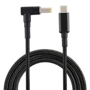 PD 100W 5.5 x 1.7mm Male Elbow to USB-C / Type-C Male Nylon Weave Power Charge Cable, Cable Length: 1.7m (OEM)