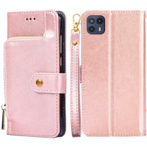 For Motorola Moto G50 5G Zipper Bag Leather Phone Case(Rose Gold) (OEM)