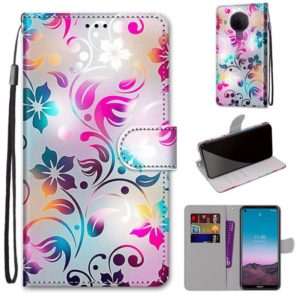 For Nokia 5.4 Coloured Drawing Cross Texture Horizontal Flip PU Leather Case with Holder & Card Slots & Wallet & Lanyard(Gradient Colorful Flower) (OEM)