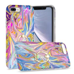 Laser Glitter Watercolor Pattern Shockproof Protective Case with Ring Holder For iPhone 8 Plus / 7 Plus(FD1) (OEM)