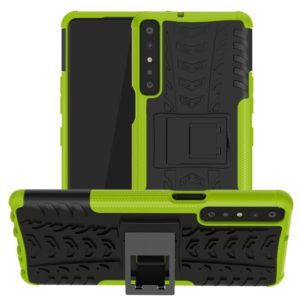 For LG Stylo 7 4G Tire Texture Shockproof TPU+PC Protective Case with Holder(Green) (OEM)