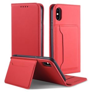 For iPhone X / XS Strong Magnetism Shockproof Horizontal Flip Liquid Feel Leather Case with Holder & Card Slots & Wallet(Red) (OEM)