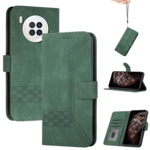 For Huawei nova 8i Cubic Skin Feel Flip Leather Phone Case(Dark Green) (OEM)