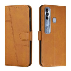 For Tecno Spark 7 Pro Stitching Calf Texture Buckle Leather Phone Case(Yellow) (OEM)