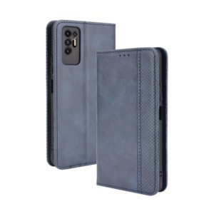 For Tecno Pova 2 Magnetic Buckle Retro Crazy Horse Texture Horizontal Flip Leather Case with Holder & Card Slots & Photo Frame(Blue) (OEM)