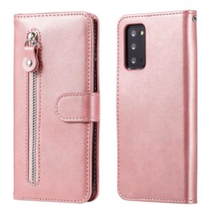 For Samsung Galaxy Note20 Fashion Calf Texture Zipper Horizontal Flip Leather Case with Stand & Card Slots & Wallet Function(Rose Gold) (OEM)