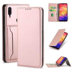 For Xiaomi Redmi Note 7 / 7 Pro / 7S Strong Magnetism Shockproof Horizontal Flip Liquid Feel Leather Case with Holder & Card Slots & Wallet(Rose Gold) (OEM)