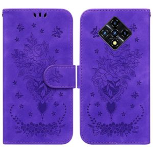 For Infinix Zero 8 X687 Butterfly Rose Embossed Leather Phone Case(Purple) (OEM)