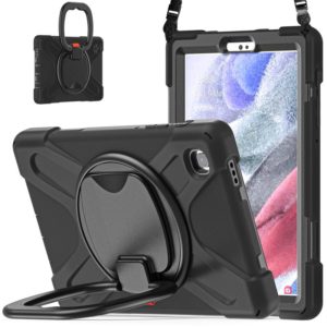 For Samsung Galaxy Tab A7 Lite T220 / T225 Silicone + PC Protective Case with Holder & Shoulder Strap(Black) (OEM)