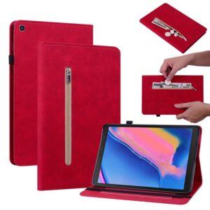 For Samsung Tab A 8.0 2019 8.0 T290 Skin Feel Solid Color Zipper Leather Tablet Case(Red) (OEM)