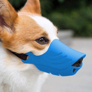 Dog Muzzle Cover Tedike Fund Fur Dog Muzzle Cover Anti-Bite Mouth Cover Silicone Supplies, Specification: M(Blue) (OEM)