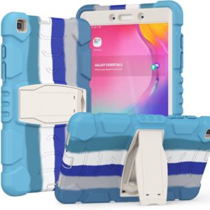 For Samsung Galaxy Tab A8.0 2019 T290 3-Layer Protection Screen Frame + PC + Silicone Shockproof Combination Case with Holder(Colorful Blue) (OEM)
