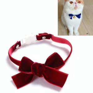 Velvet Bowknot Adjustable Pet Collar Cat Dog Rabbit Bow Tie Accessories, Size:S 17-30cm, Style:Bowknot(Red) (OEM)