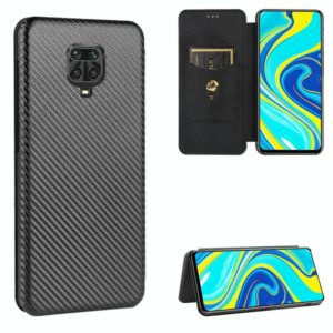 For Xiaomi Redmi Note 9S Carbon Fiber Texture Horizontal Flip TPU + PC + PU Leather Case with Card Slot(Black) (OEM)