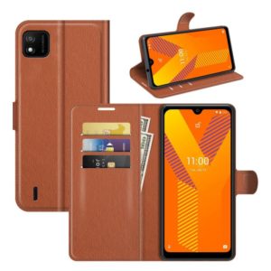 For Wiko Y62 Litchi Texture Horizontal Flip Protective Case with Holder & Card Slots & Wallet(Brown) (OEM)
