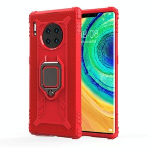 For Huawei Mate 30 Pro Carbon Fiber Protective Case with 360 Degree Rotating Ring Holder(Red) (OEM)