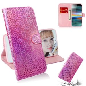 For Sony Xperia 10 Solid Color Colorful Magnetic Buckle Horizontal Flip PU Leather Case with Holder & Card Slots & Wallet & Lanyard(Pink) (OEM)